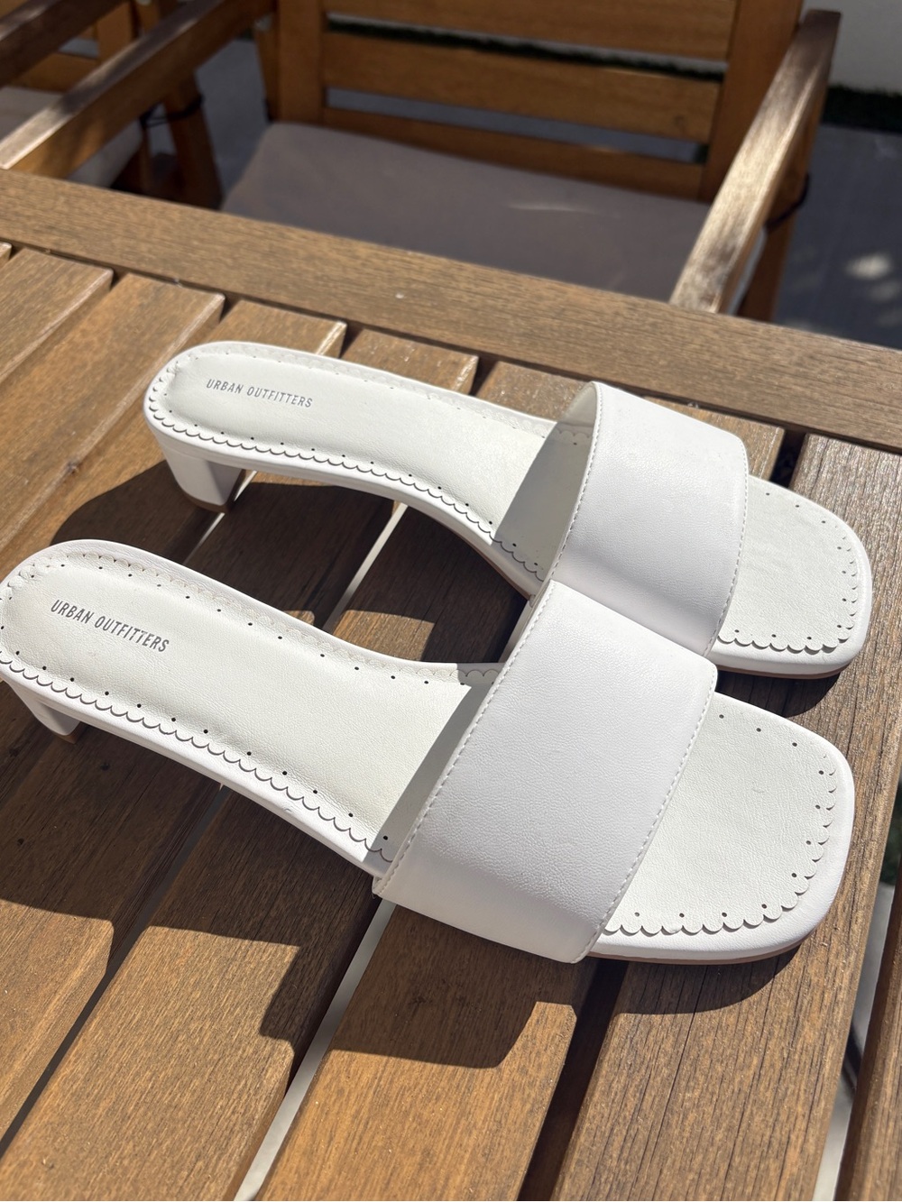 Urban Outfitters White Slide Sandal Heels with Wide Strap